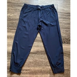 Splendid XL  Rayon Joggers Pants Casual Pockets Drawstring Zip Ankle BLUE